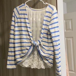 Anthro Striped / Lace Sweater